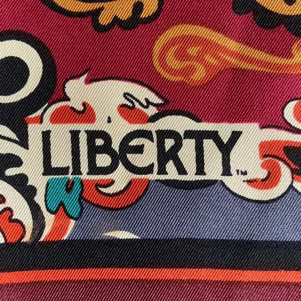 Vintage Liberty of London Silk Scarf with Rich Burgundy and Orange 34”x34” - Picture 6 of 6
